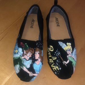 Hand Painted Peter Pan Tinkerbell Canvas Shoes